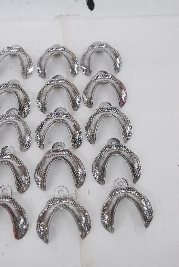 Used CG COE L-4-O Metal Impression Tray Individual Ovoid Lowers (Large) - Lot of 41