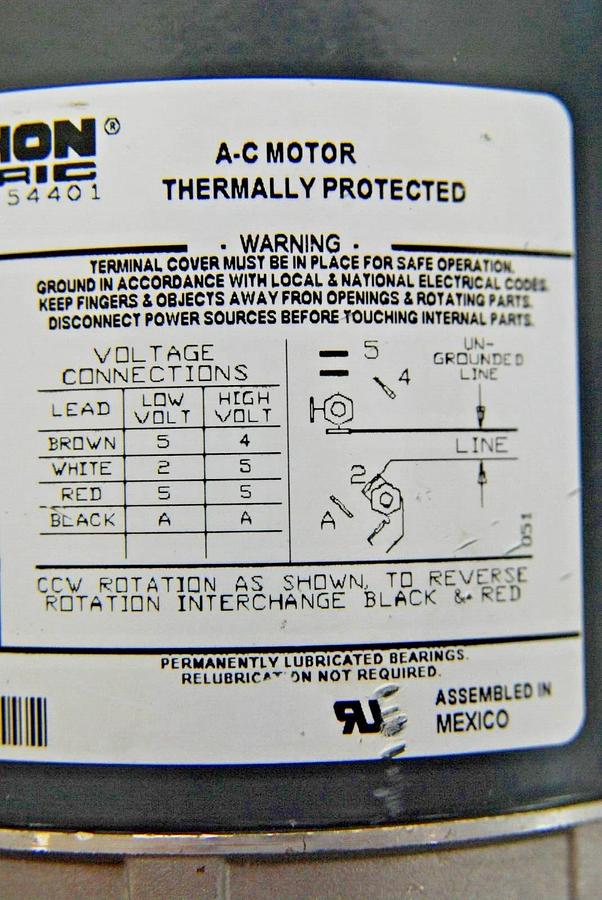 Used Marathon Electric H684 5KH36MNA445AX Motor 1/2 HP 1725 Rpm 100-120/200-240 V 48Y