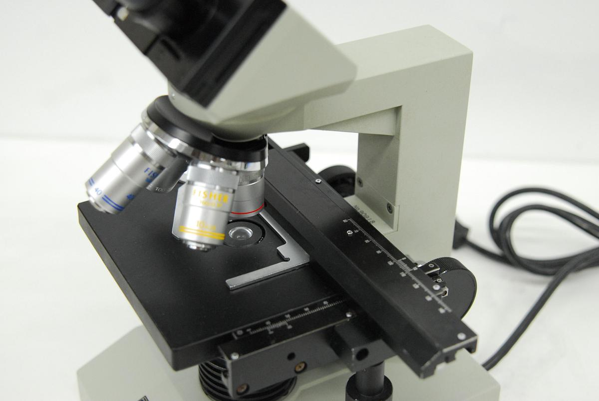 Used Fisher Scientific Micromaster Model E Microscope W/ 4/10/40/100x Objectives