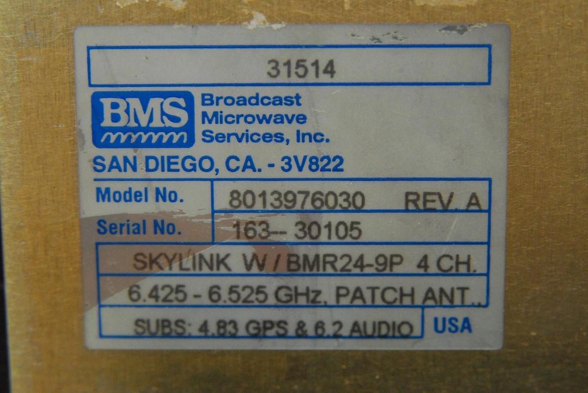 Used BMS HHR-24 SKYLINK BMR24-9PN RCVR 6425-6525 TFT Color Monitor