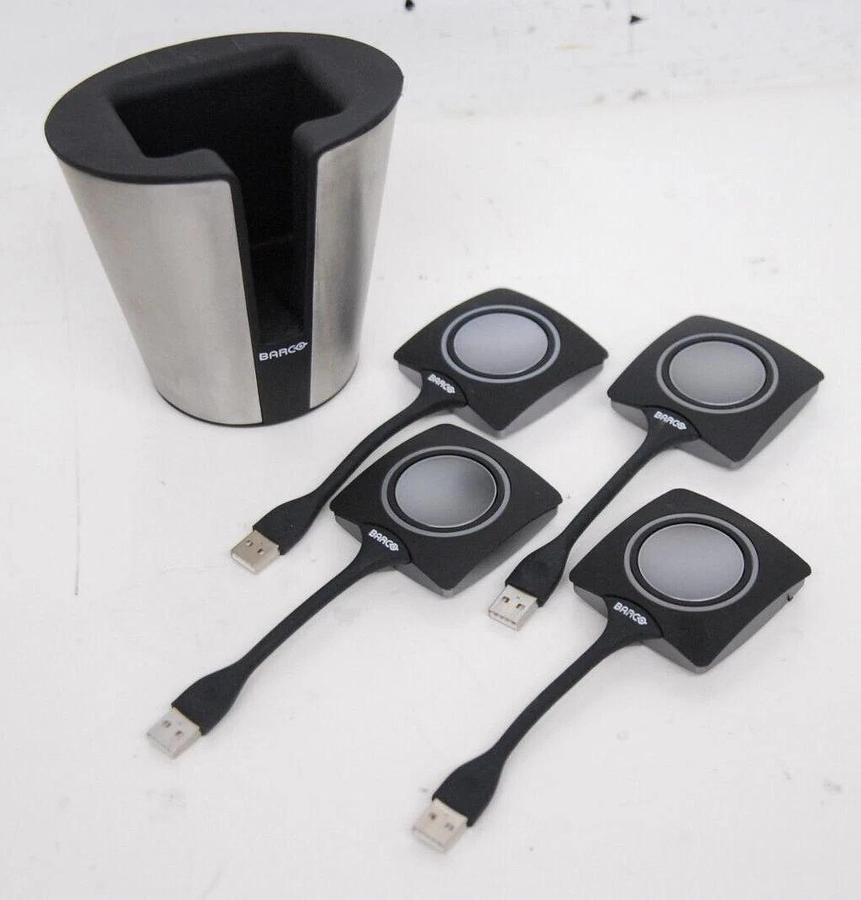 Used Barco Clickshare R9861006D01 Buttons - Lot of 4 W/ Holder R9861006T01