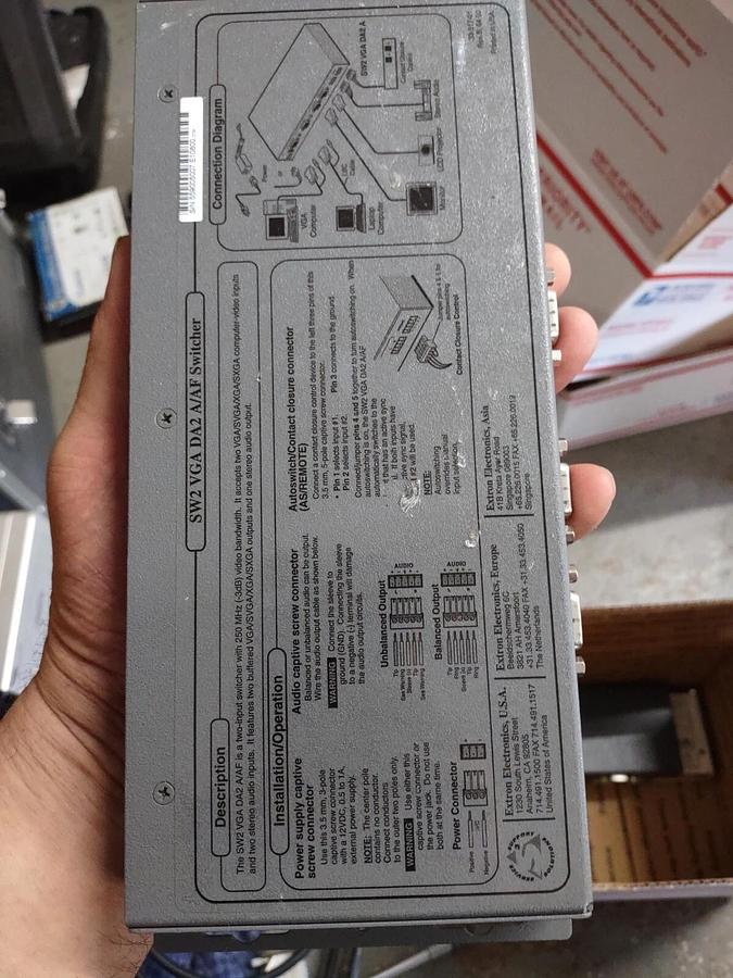 Used EXTRON SW2 VGA DA2 A/AF SWITCHER Auto Switch (No Power Supply)