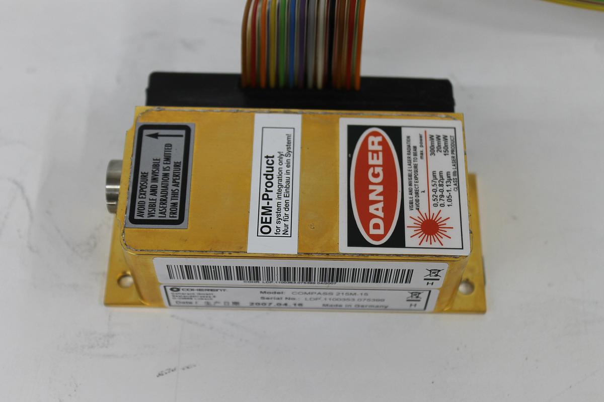 Used Coherent Compass 215M-15 Laser Head, Power Unit, and Cable