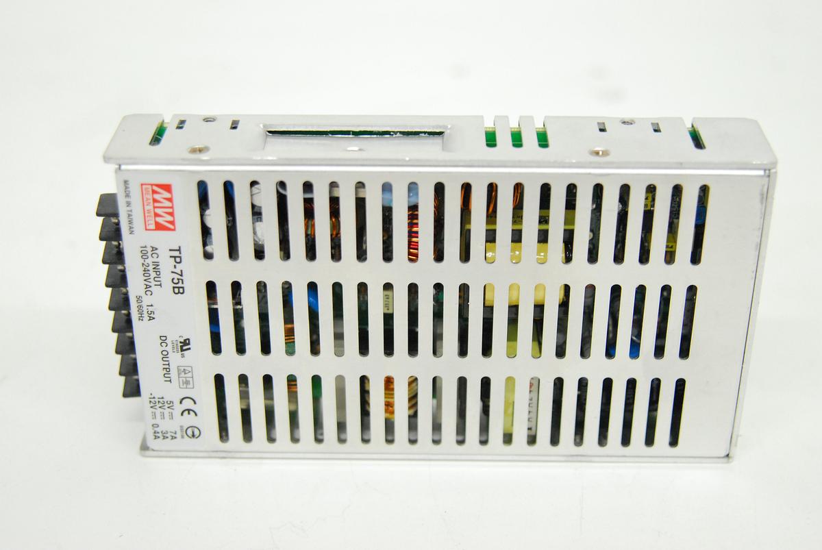 Used Mean Well TP-75B 76W Triple Output Power Supply (5v,12v,-12v)