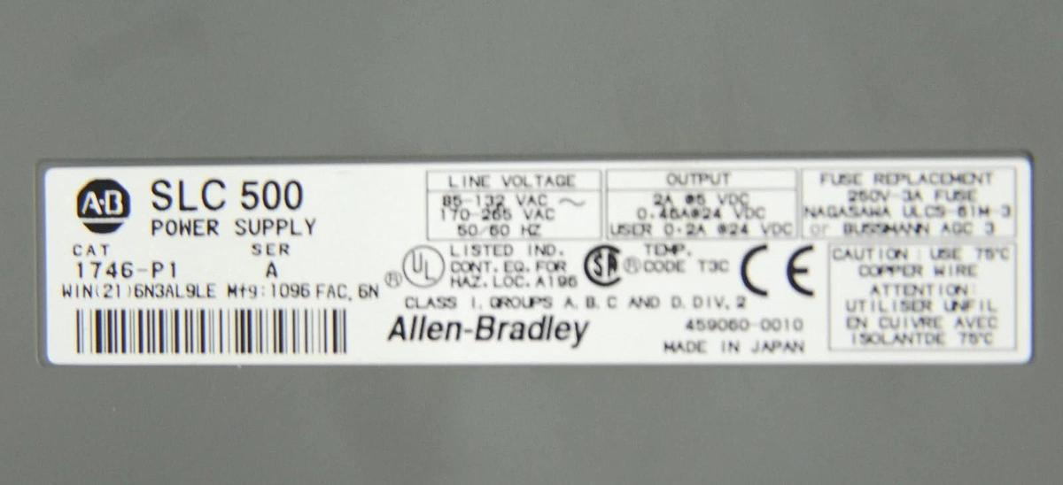 Used AB SLC 500 1746-A4 4-Slot Rack, 1747-L511 CPU, 1746-IA16, 1746-OW16, 1746-P1