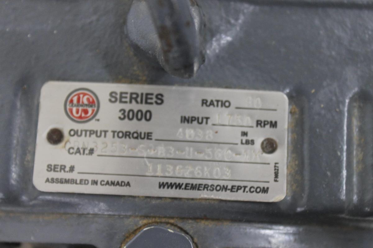 Used US Gearmotors Series 3000 CBN3253-S-B3-U-56C-NM Gearbox w/ AO Smith 46807372143-0A 1725 RPM Motor