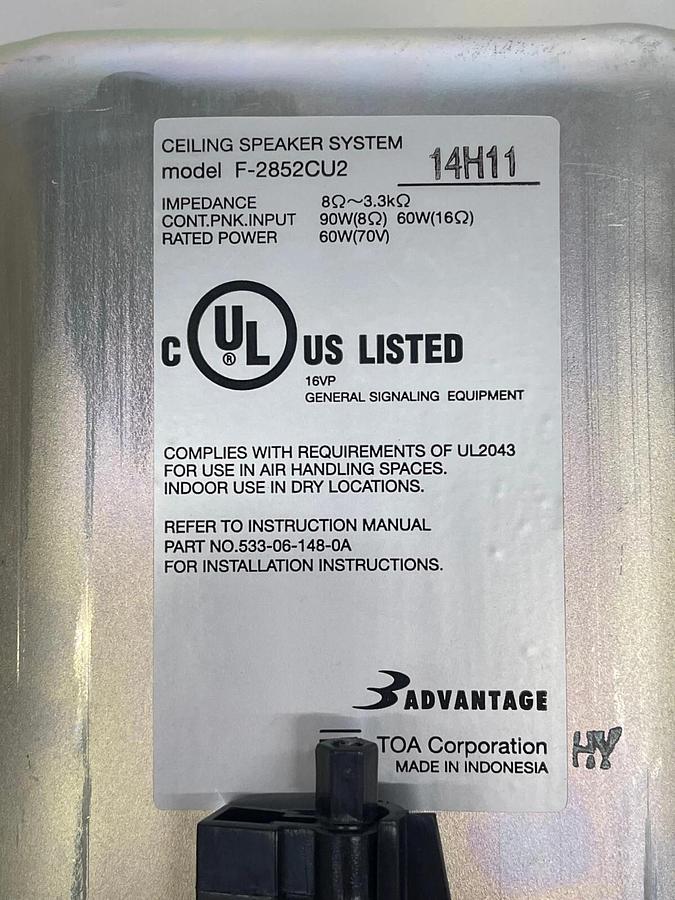 Used Toa Advantage F-2852CU2 6.5" Ceiling Mount Speaker - TESTED - Lot of 2