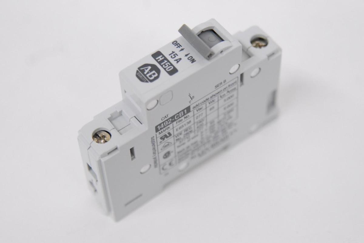 Used Allen-Bradley 1492-CB1 H150 15A Single-Pole DIN Rail Circuit Breaker