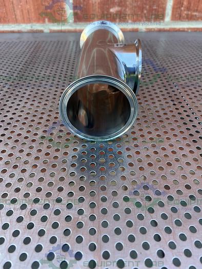 Used 3 Way Stainless Steel Tee w/ 3" Sanitary Fittings & 3" Center