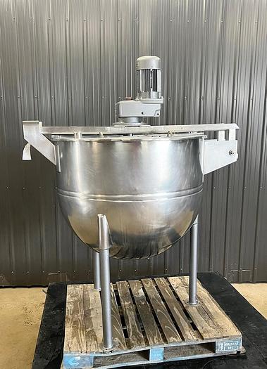 Used 150 GALLON LEE SINGLE MOTION KETTLE - S/S - 50 PSI JACKET