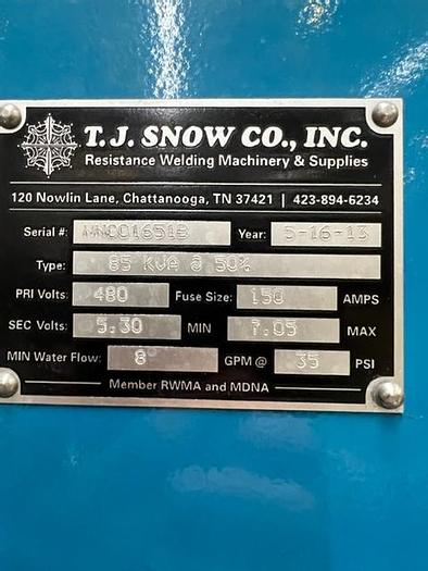 Used 2013 T.J. Snow Slimline Pedestal Type Spot Welder