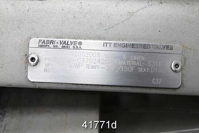 Used Fabri-Valve 6" Hand Operated Knife Gate Valve #41771