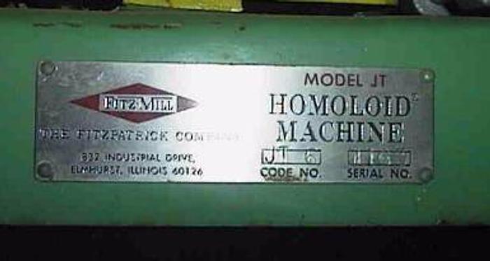 Used Mill, Fitz, Homoloid, S/st, 2 HP, Mdl JT, Less Face Plate #S472036