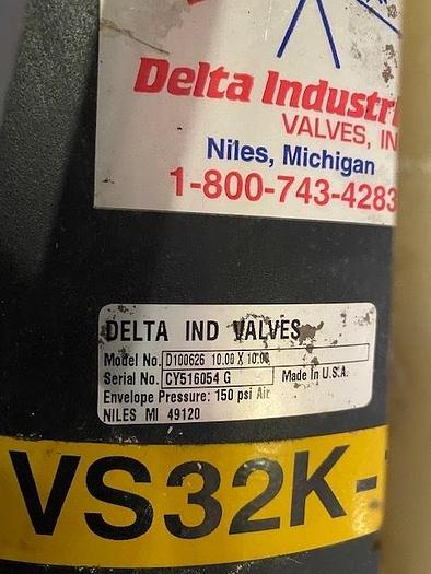 Used 10" DELTA INDUSTRIAL SLIDE GATE VALVE WITH PNEUMATIC CYLINDER