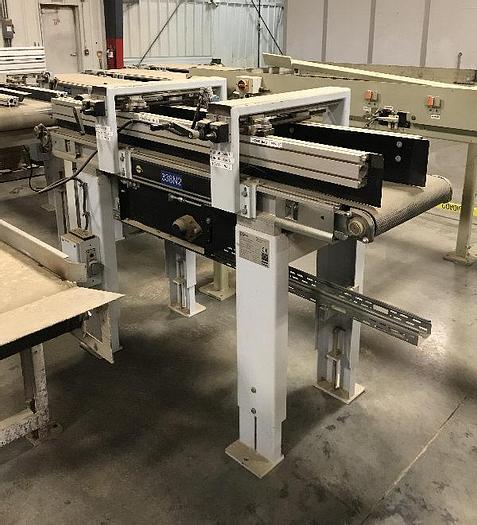 Used 20 INCH x 7 FT BELT CONVEYOR WITH ADJUSTABLE GUIDE SYSTEM WITH 1-HOLD DOWN ROLLER