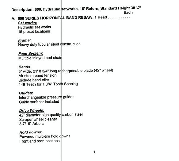 Used 2018 West Plains 600 Series Grade Resaw