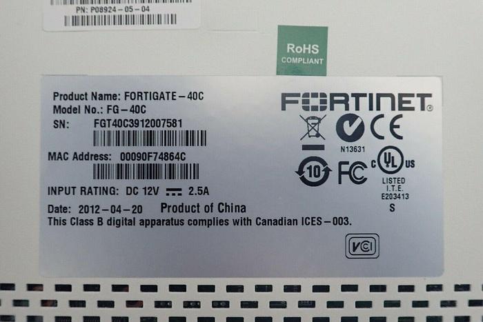 Used Fortinet Fortigate 40C FG-40C Firewall Adapter Network Security Appliance