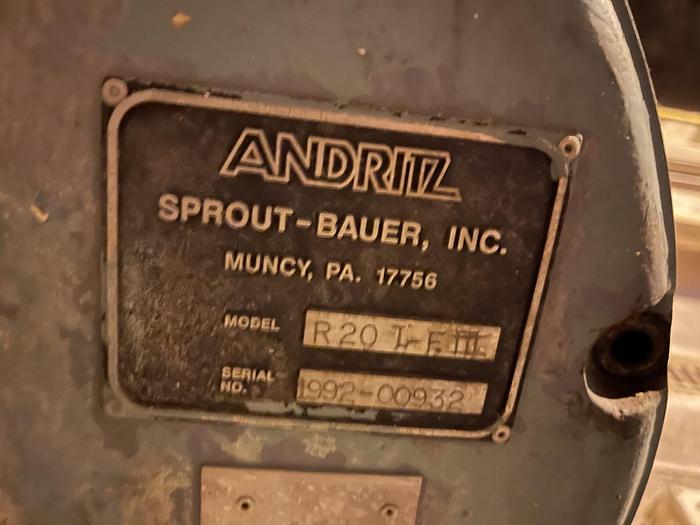 Used ANDRITZ SPROUT BAUER MODEL R20 TF-III REFINER WITH MOTOR