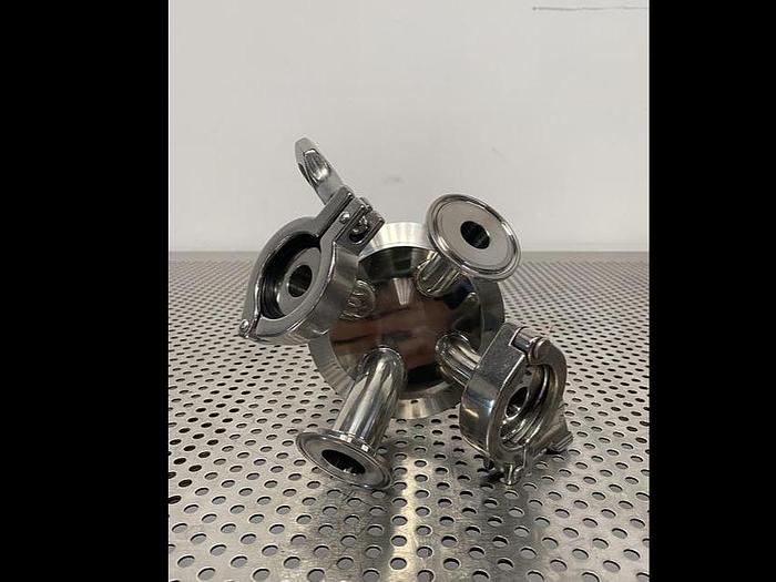 Used Stainless Steel 4" Sanitary Fitting Cap w/ 21" Dip Tube & Outlets/Inlets