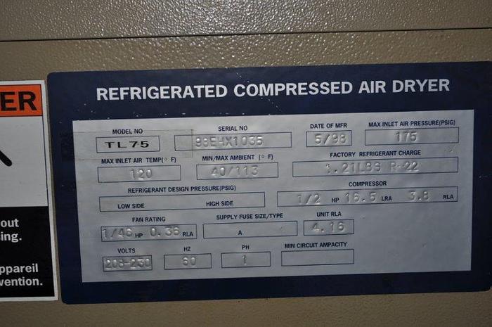 Used GENERAL PNEUMATICS REFRIGERATED COMPRESSES AIR DRYER