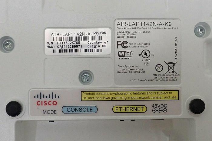 Used Lot of 3 Cisco AIR-LAP1142N-A-K9 Aironet Dual Band Access Points