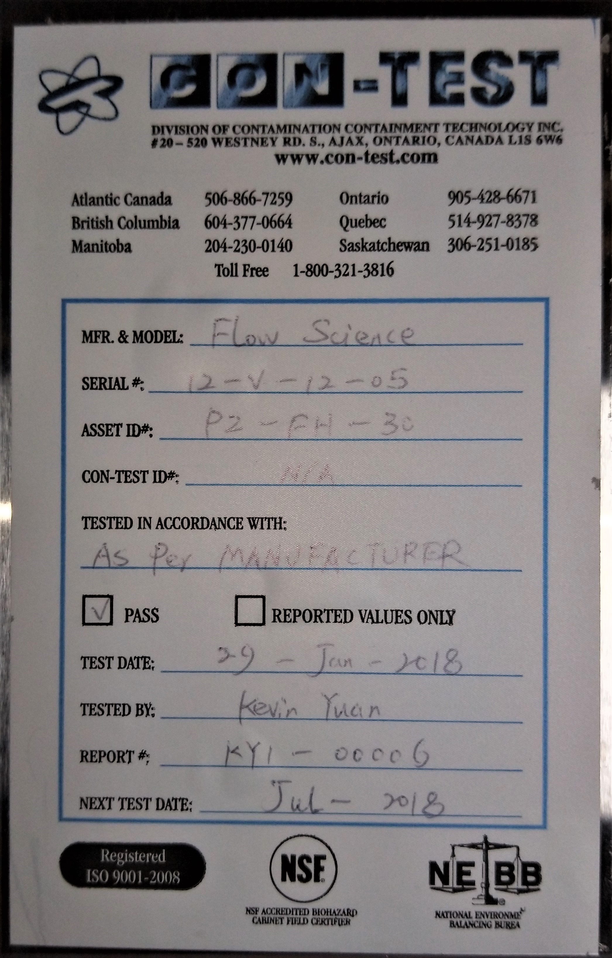 Used Flow Sciences FS4710 - FS11300A Dual HEPA BIBO Balance Enclosure with FS1645 Air Monitor