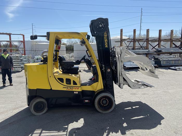 Used 12,000 POUND HYSTER MODEL S120FTPRS PAPER ROLL CLAMP TRUCK 60" CLAMP MFG. 2014