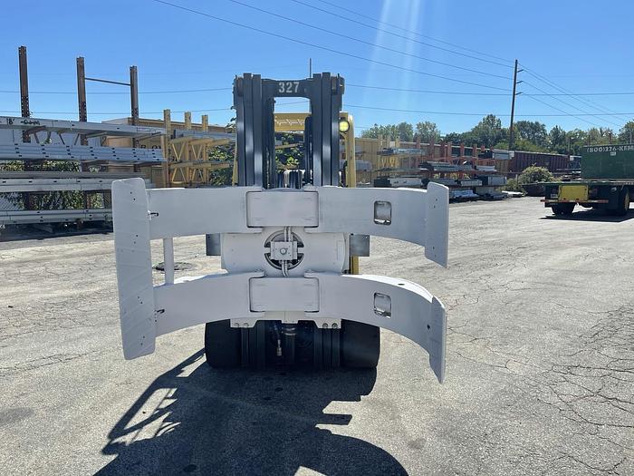 Used 10,000 POUND HYSTER MODEL S100FTBCS FORKLIFT WITH 64" DIAMETER CASCADE CLAMP - PENDING