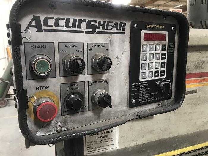 Used 2005 1/4" x 10' Accurshear Model 625010 Hydraulic Squaring Shear