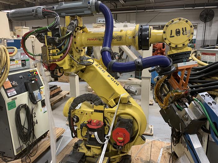 Used FANUC R2000iB/210F 210KG X 2655MM REACH 6 AXIS CNC ROBOT W/R30iA CONTROLS WITH ARO SERVO GUN