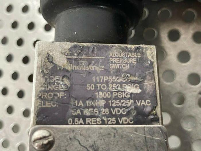 Used ITT Industries 117P55 Adjustable Pressure Switch w/ Piping & High Pressure Clamp