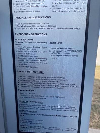 Used CNG Storage and Dispenser FuelMaker FF350 with 3600 psi ctc/dot bottles, sold