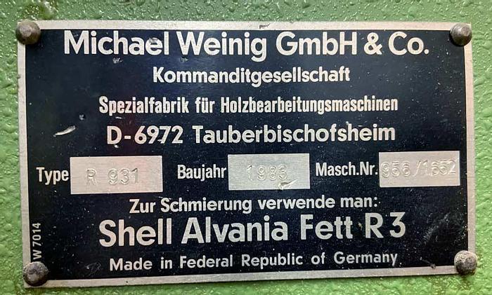 Used 1983 Weinig Germany WEINIG Rondamat R 931 profile knife grinding machine