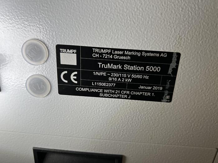 Used 2019 Trumpf TruMark Station 5000 Laser Marking System