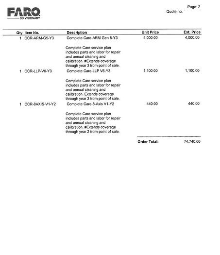 Used 2020 FARO  Quantum E Arm with LLP and 8th axis