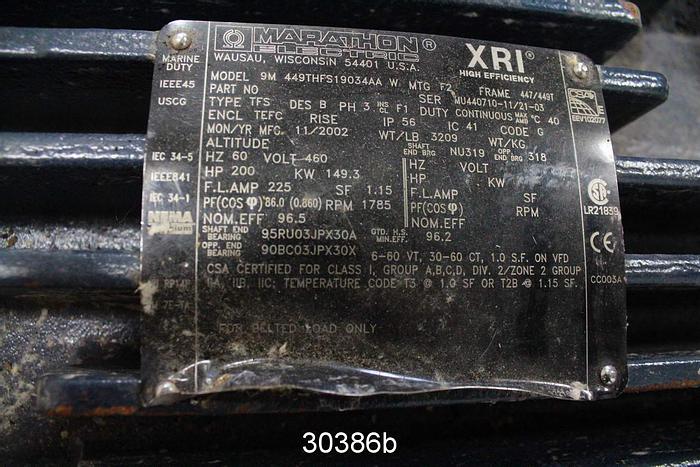 Used Marathon 9M449THFS19034AAW AC Motor #30386