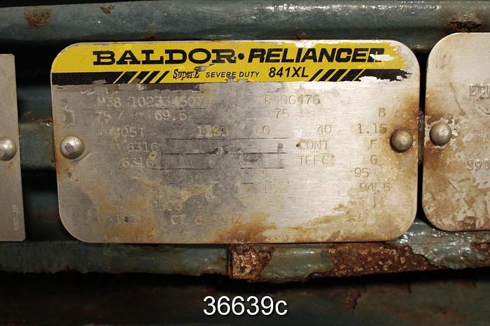 Used Baldor 75 Hp Ac Motor, 575 Volt, 1185 Rpm #36639