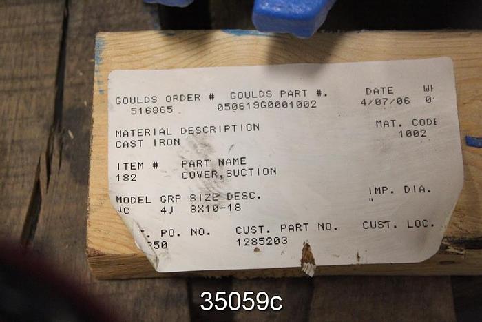 Unused Goulds JC Pump 8x10x18 Stuffing Box Cover, Unused #35059