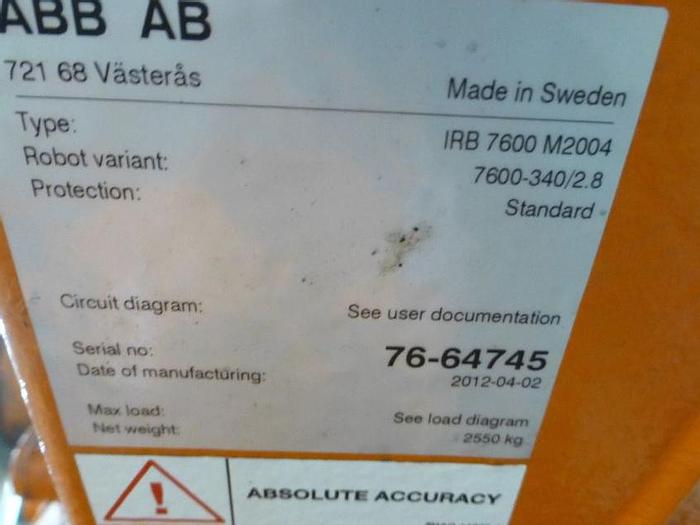 Used ABB IRB 7600 340/2.8 ROBOT WITH IRC5 CONTROLLER