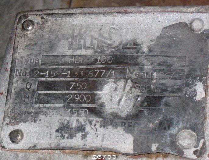 Used HD 100 High Pressure Pump, 750 Gpm #26733