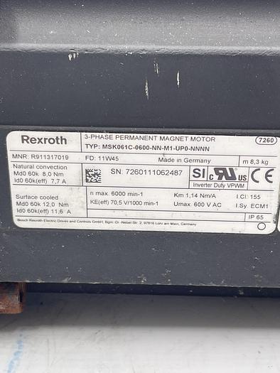 Used REXROTH MSK061C-0600-NN-M1-UP0-NNNN WITTENSTEIN LP-120-M01-10-111