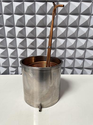 Used 21' Coiled Spiral Copper Wire for Immersion 3/8" OD w/ 12 Liter Vessel 10" Sanitary Fitting