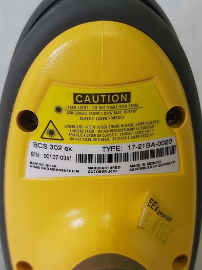 Handscanner ATEX Zone 1 u 2, BCS 302ex, 17-21 BA-0020, Bartec, neu
