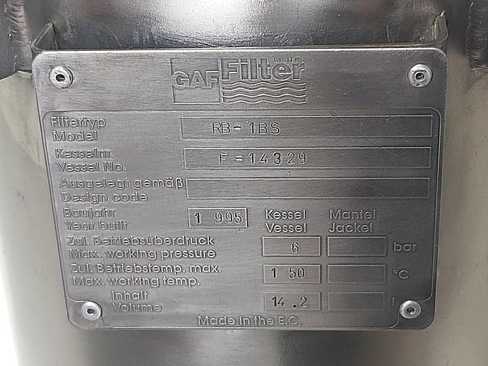Gebraucht GAF Filter RB-1BS, 14,2 L, 6 bar, 150°C,