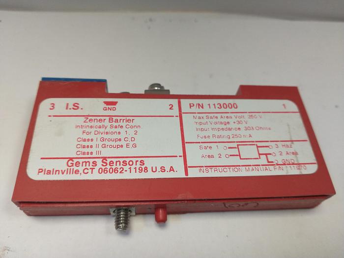 Used Gems Sensors 111954 Single Channel Zener Barrier, 390 ohms GH201