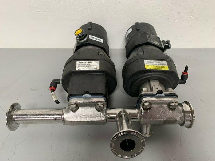 Used 2 ITT Pure-Flo A209 4-Way Stainless Steel Valve w/ Monitor & 1" & 3/4" Sanitary