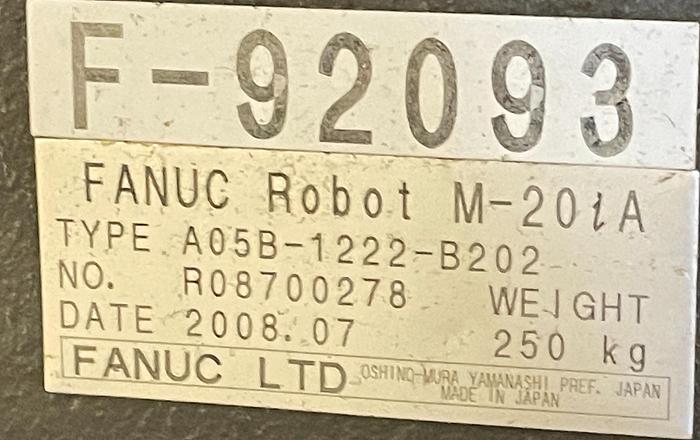 Used FANUC M20iA CNC 6 AXIS ROBOT WITH R30iA CONTROLLER