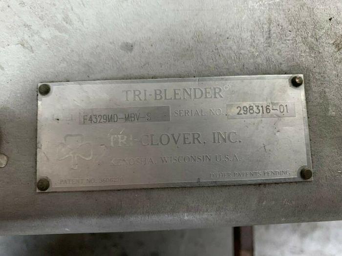 Used Tri-Clover Tri-Blender F4329MD-MBV-S w/ 20 HP Motor On Stainless Steel Skid