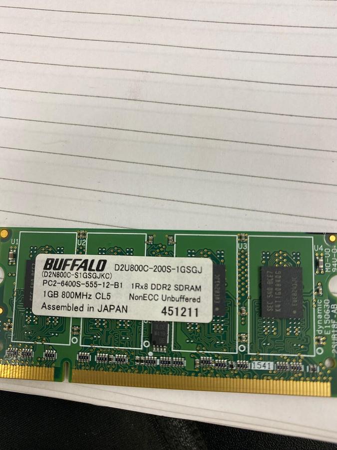 Used Buffalo Select 1GB 800MHz PC2-6400S Desktop Memory / D2n800C-S1GSGJKC