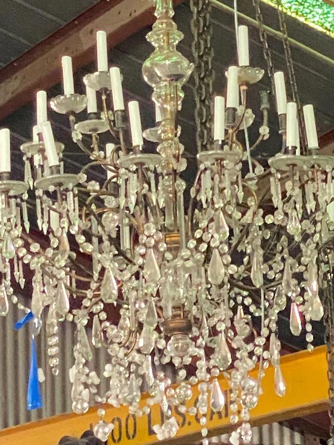 Used Unique Antique Dutch Brass Bronze 12 arm pegged Ball Chandelier 18th.C.